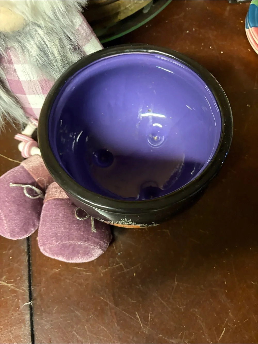 Disney Hocus Pocus Black and Purple Cauldron Planter with Gold Accent